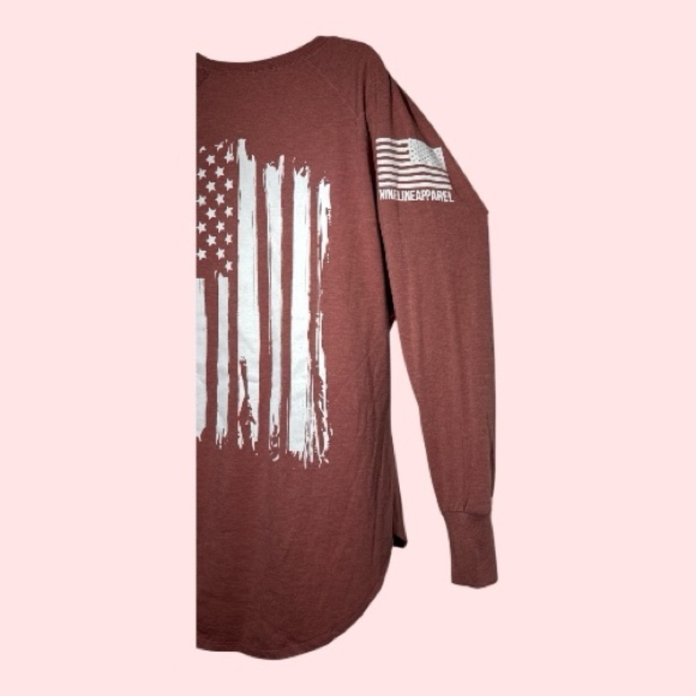 Nine Line American-Made Rose Pink Patriotic Flag Graphic Long Sleeve Size L - Picture 4 of 6